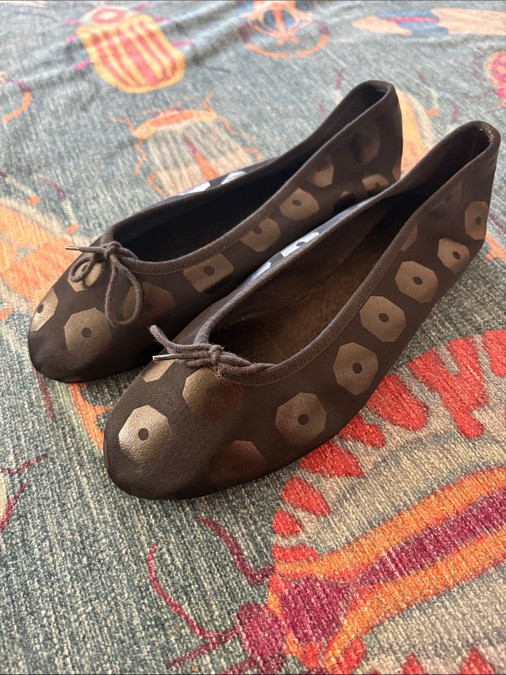 French Sole London Black Metallic Dot Ballet Flats 40 US 9